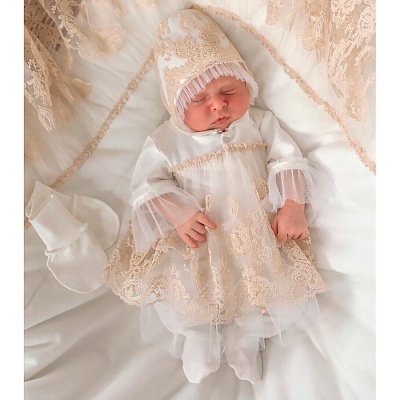 Комплект Рококо для девочки 3 предмета Наследникъ 01050-02002-038 экрю 1